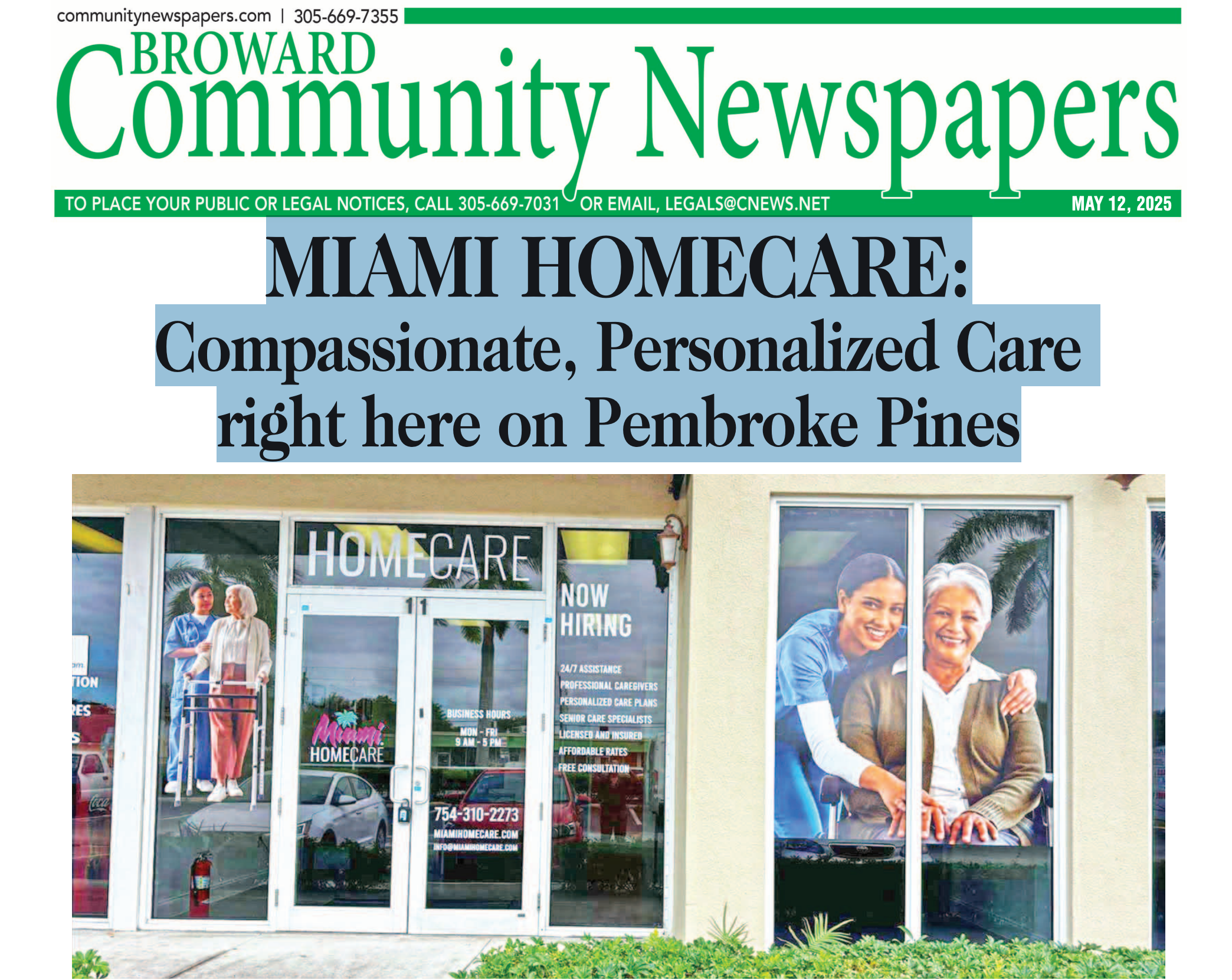 MIAMI HOMECARE: Compassionate, Personalized Care right here on Pembroke Pines