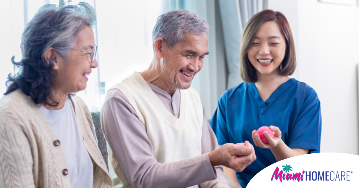 A caregiver provides home care services to manage arthritis.