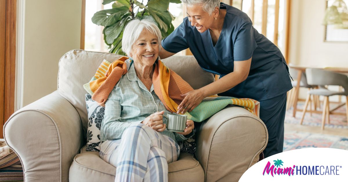 An aide provides home health care support for chronic conditions