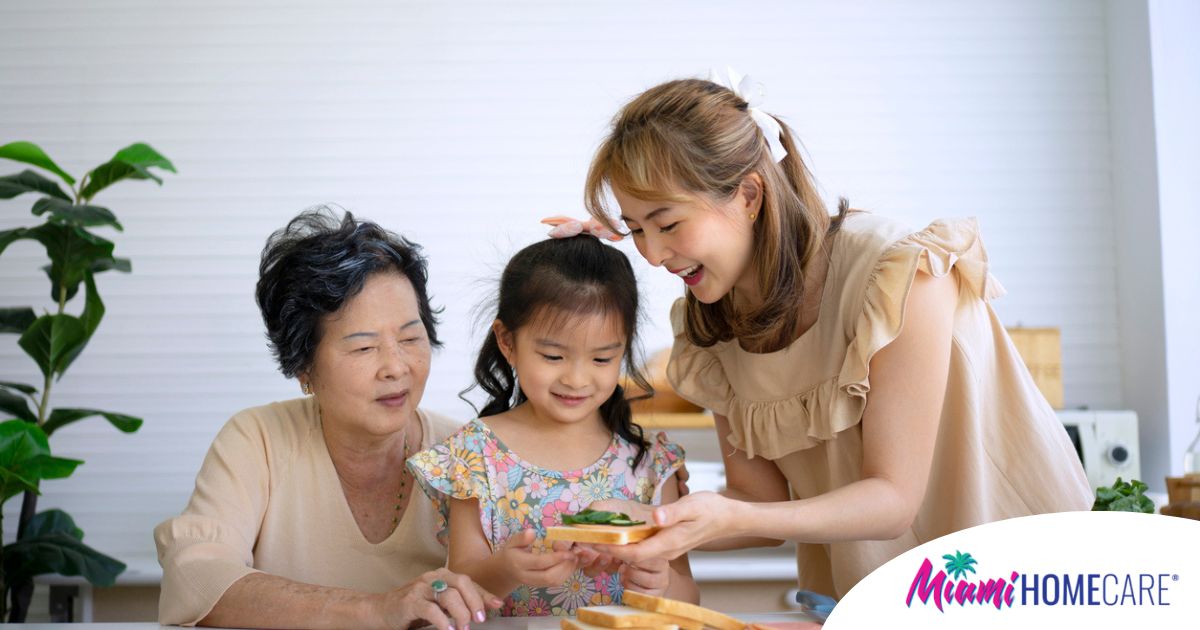 A sandwich generation caregiver in action.