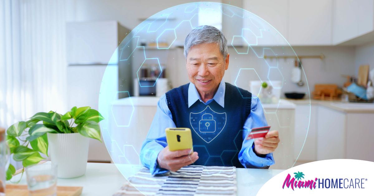 A senior stays safe from scammers